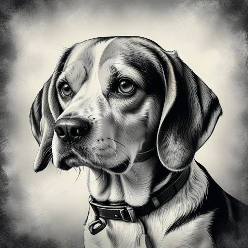 Vintage Beagle Portrait in Monochrome
