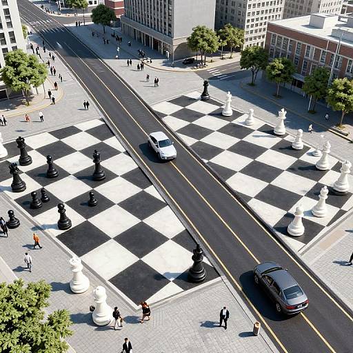 Surreal Chessboard Urban Landscape