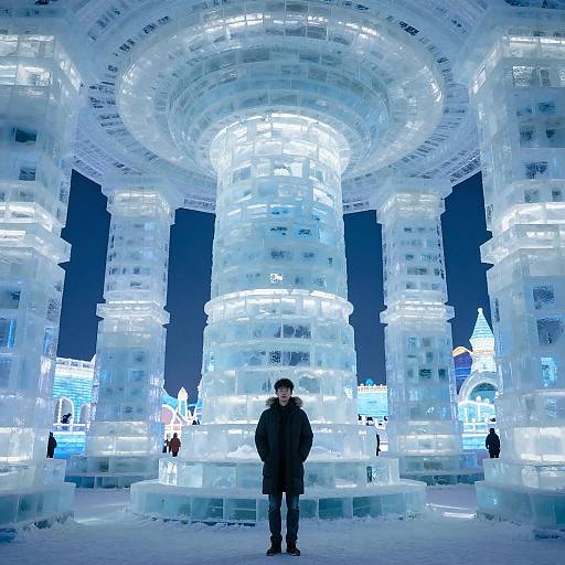 Surreal Young Man in Ice Palace