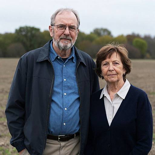 Elderly Couple Standing in Field
