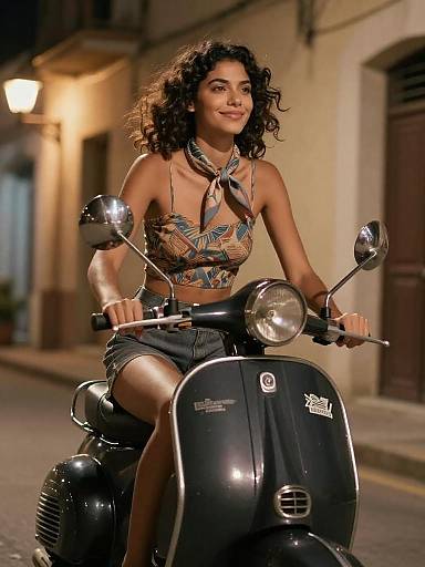 Confident Woman on Retro Scooter