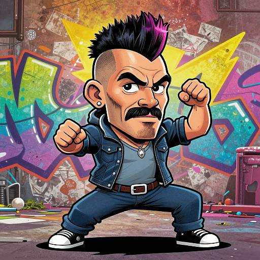 Vibrant Comic Man with Mohawk