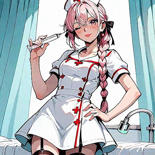 Anime Nurse Boy with Pink Hair