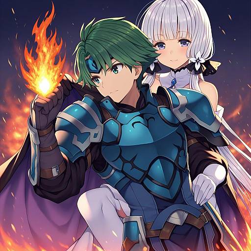 Illustration of Alm (fire emblem), fire emblem in the style of Usamata