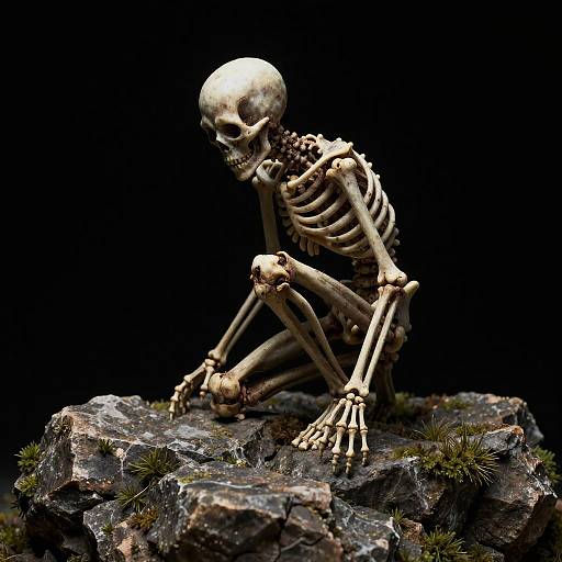 Eerie Emaciated Humanoid on Rock
