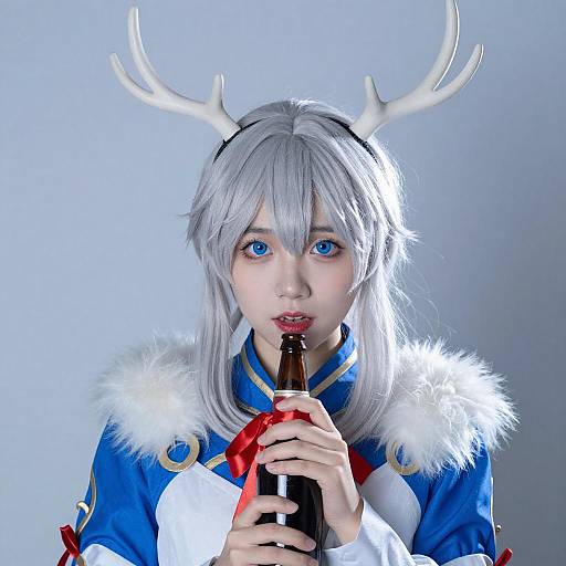 Portrait of Silver-Haired Youth with Antlers