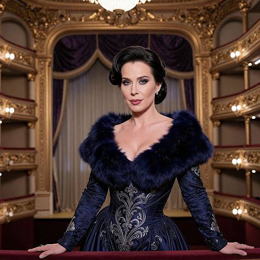 Elegant Woman in Opera House Balcony