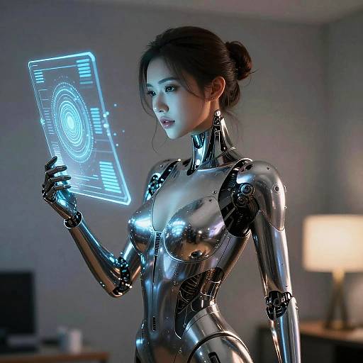 Seductive Sleek Android with Holograms
