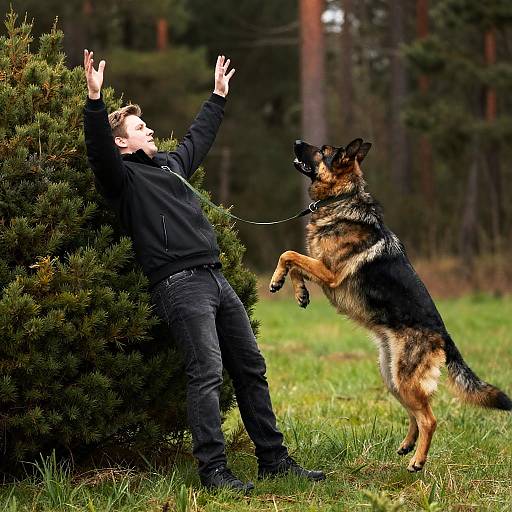Dynamic Outdoor Scene with Man and Dog