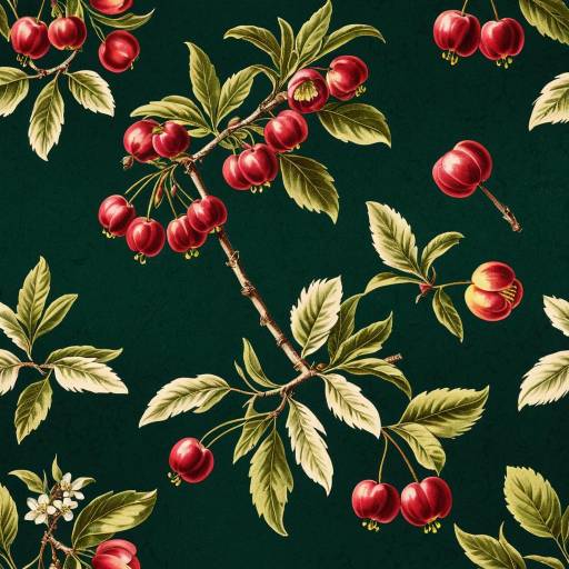 Antique Botanical Illustration of Feathered Crabapple Blossoms