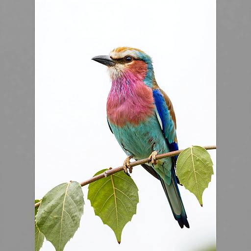 Colorful Bird on Green Branch