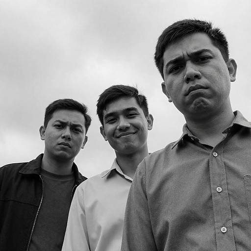 Three Men Under a Dramatic Sky