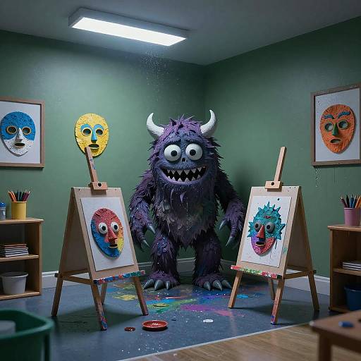 Blacklit Preschool Artroom Paint Monster