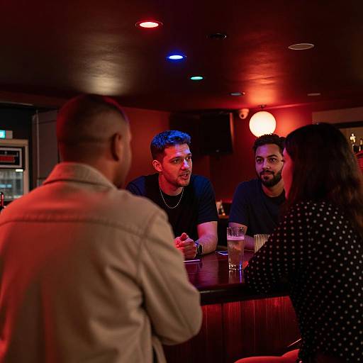 Cozy Bar Scene with Colorful Lighting