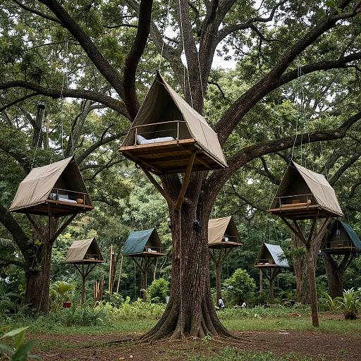 Surreal Tree Tents Dreamlike Campsite