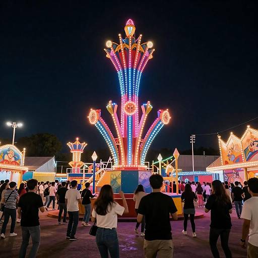 Nighttime Carnival with Colorful Lights