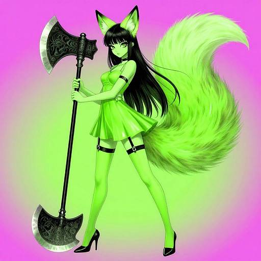 Surreal Japanese Fox Girl Warrior