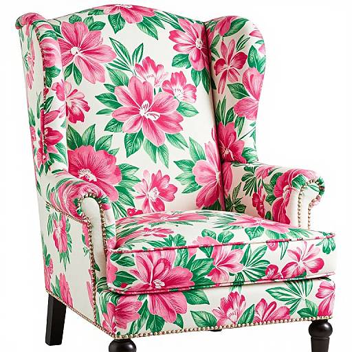 Vibrant Floral Chintz Wingback Chair