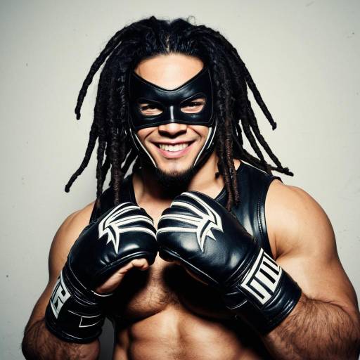 Smiling MMA Fighter with Mask and Gloves