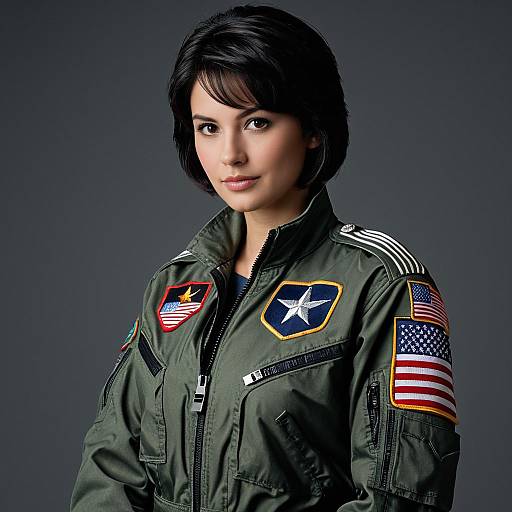 Woman in Top Gun Flight Suit Costume