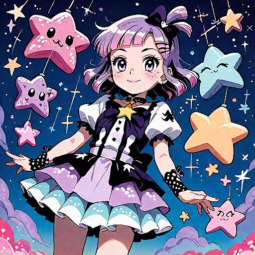 Dynamic Magical Girl in Colorful Wonderland