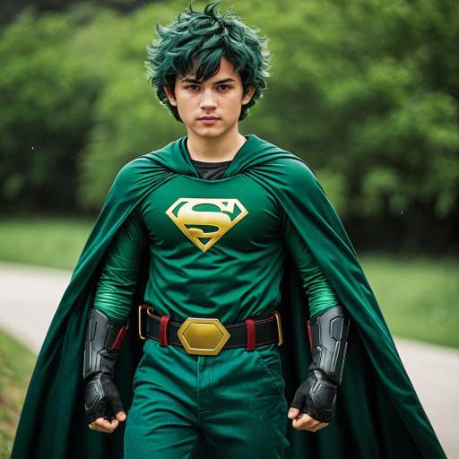 Deku-Inspired Superhero in Dynamic Pose