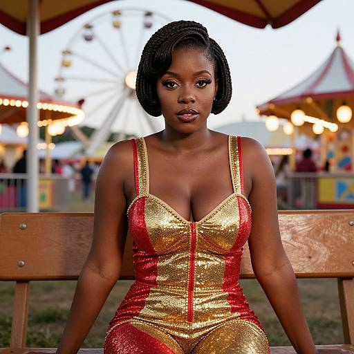 Retro 1970s Black Woman at Carnival