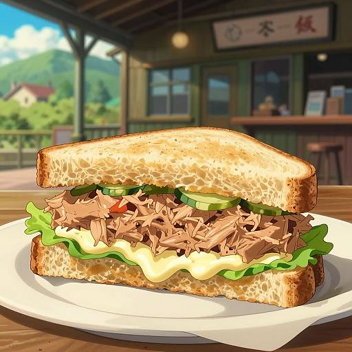 Studio Ghibli Countryside Sandwich Scene