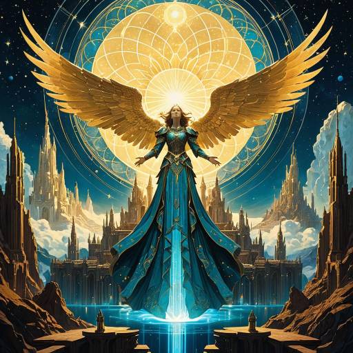 Regal Guardian Angel with Golden Wings