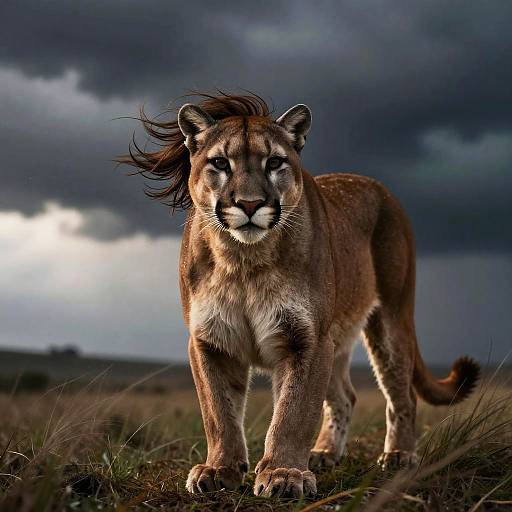 Storm-Battered Photorealistic Mountain Lion Portrait