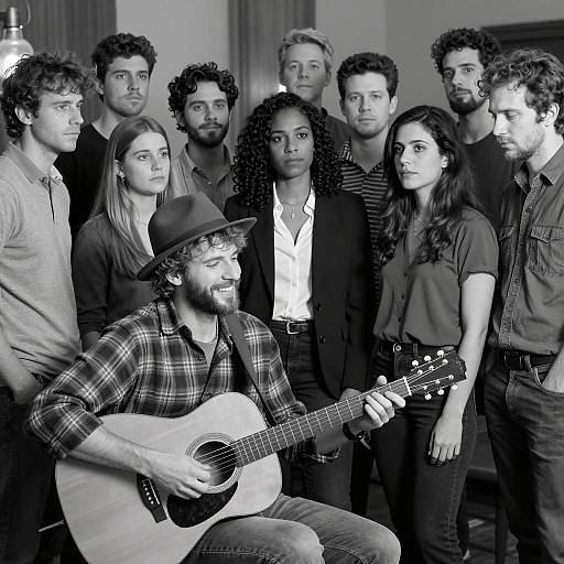 Musical Gathering in Black and White