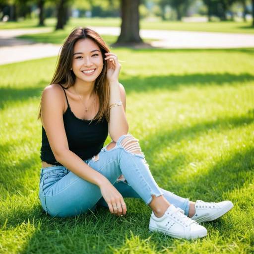 Smiling young woman sitting on grass
