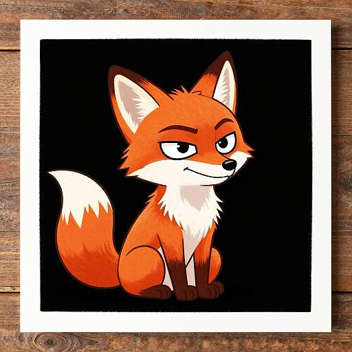 Mischievous Cartoon Fox Digital Drawing