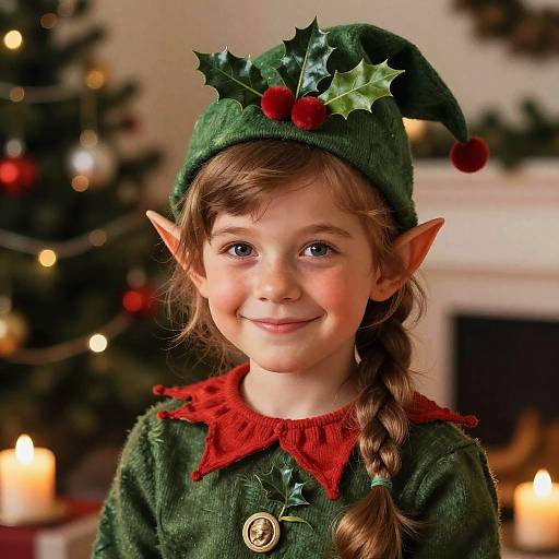 Smiling Christmas Elf Girl Portrait