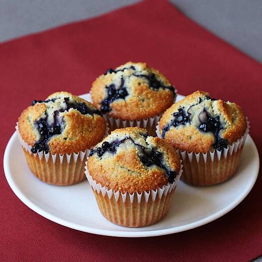 Blueberry Muffins on White Plate