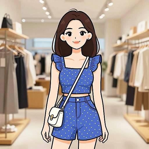 Stylish Woman in Casual Blue Ensemble