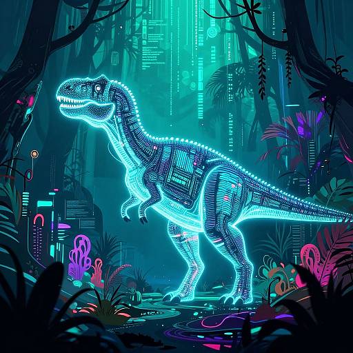 Cyber Dino in Digital Jungle
