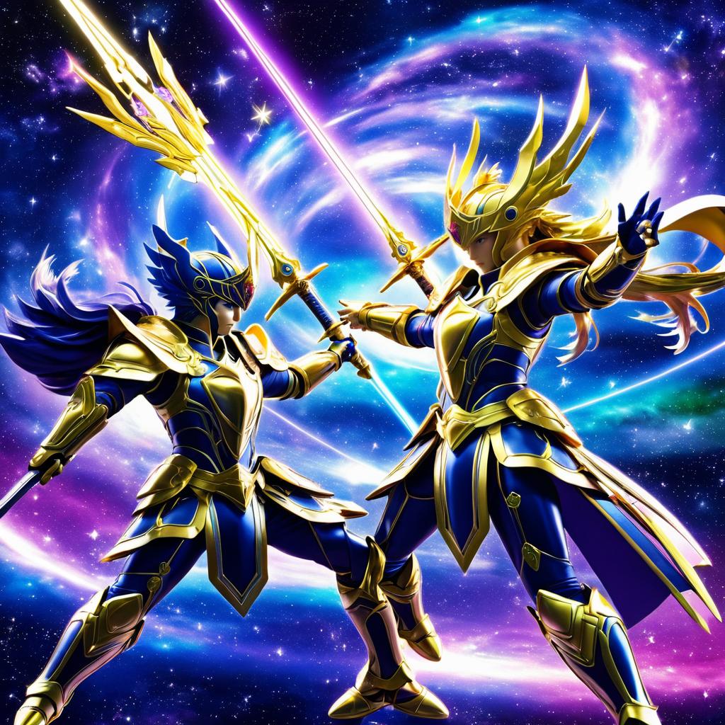 Celestial Warriors in Epic Cosmic Battle