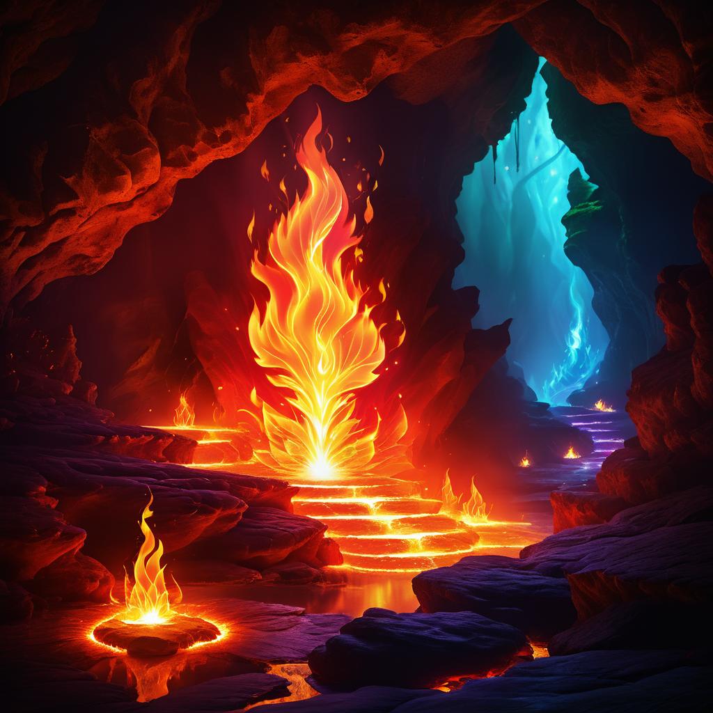 Enchanting Flame Elemental in Cave Art