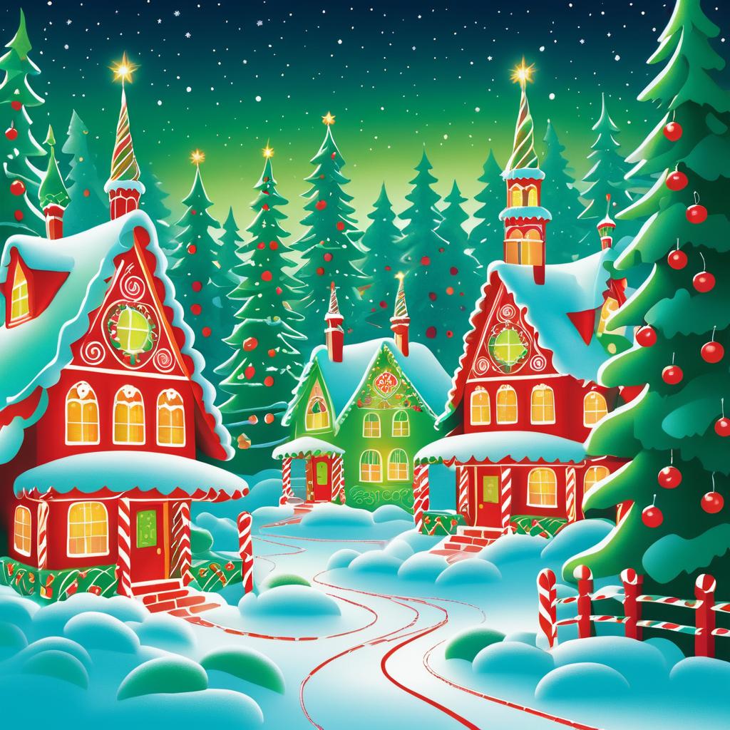 Whimsical Holiday Wonderland Illustration