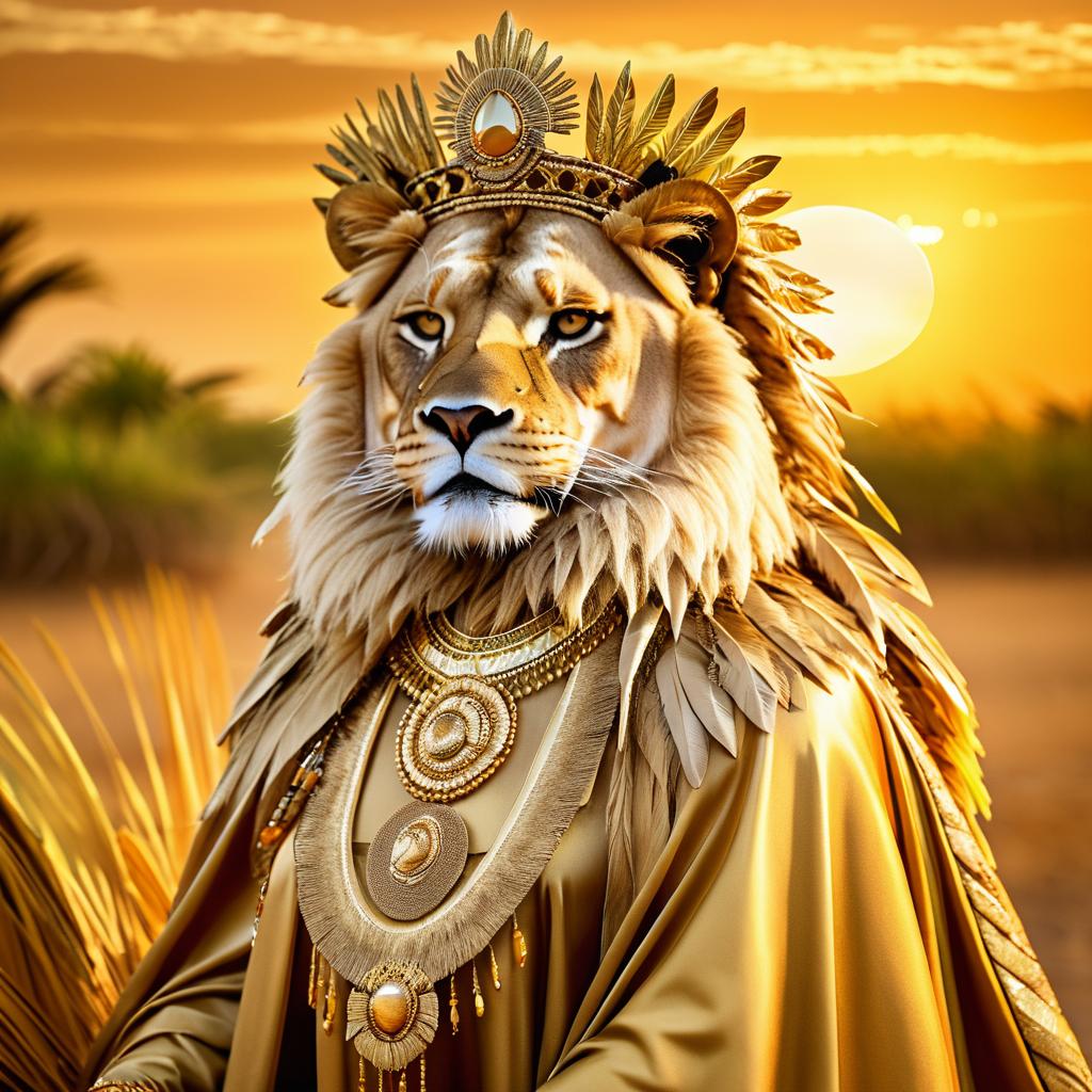 Regal Lioness in a Dreamy Sunset