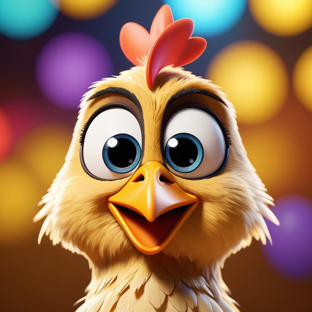 Playful Cartoon Hen in Illumination Style