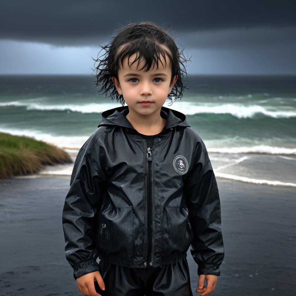 Cinematic Portrait of Breton Child in Rain