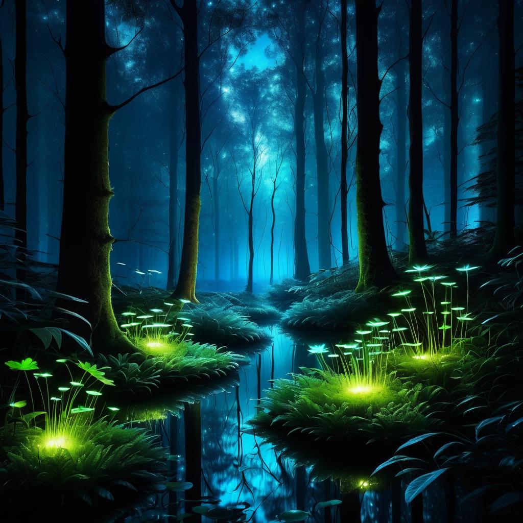 Bioluminescent Glade at Dusk