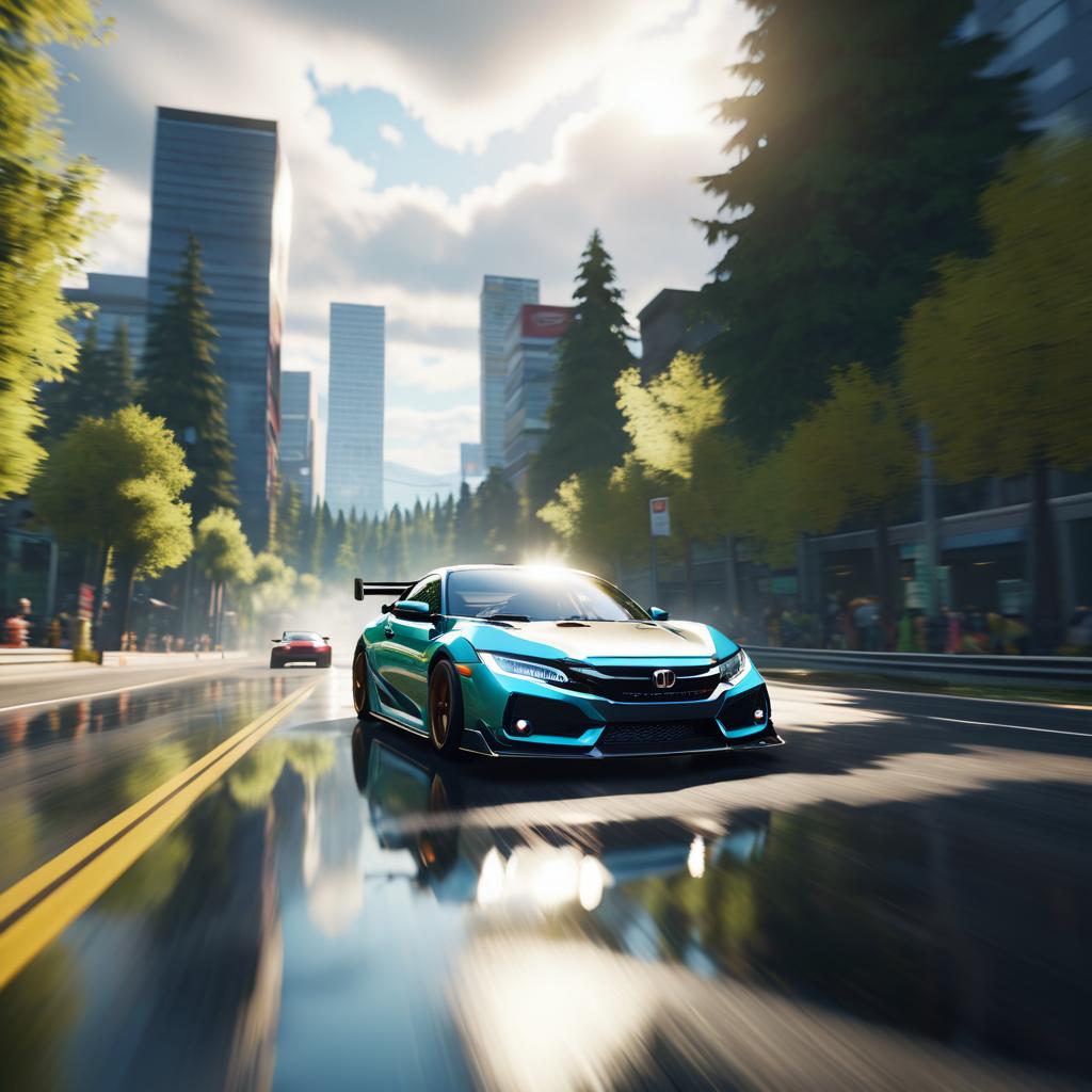 Cinematic Drifting Honda in Cityscape