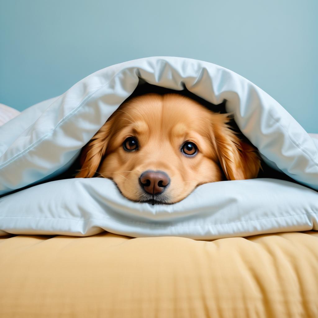 Adorable Golden Retriever Under Covers