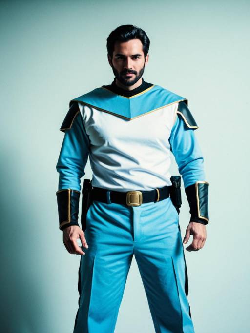 Man in Light Blue Cosplay Costume