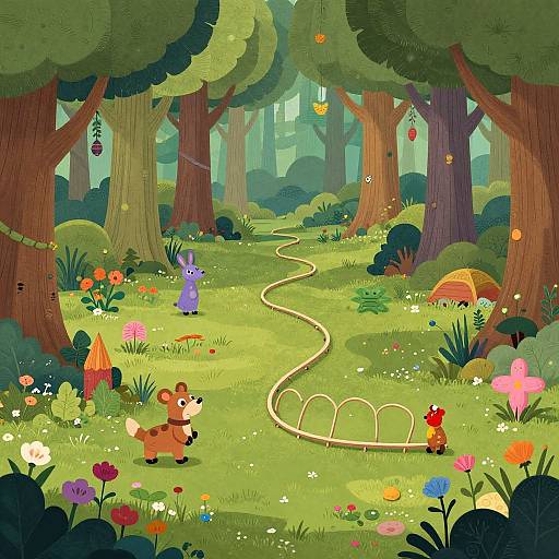 Colorful Enchanted Forest Cartoon