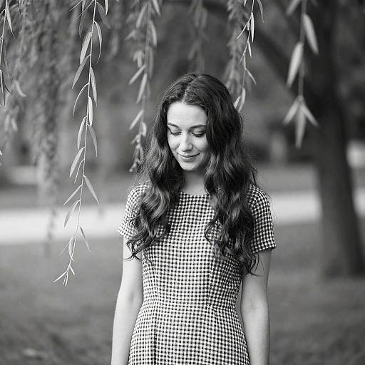 Elegant Portrait Under Willow Branches