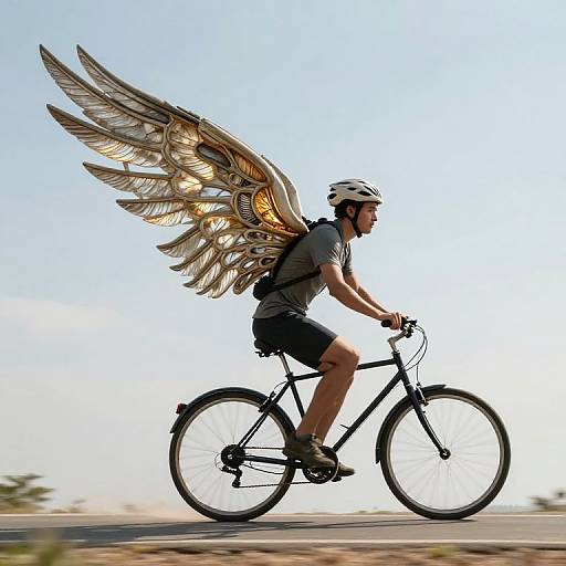 Winged Bicycles Soaring Through Air